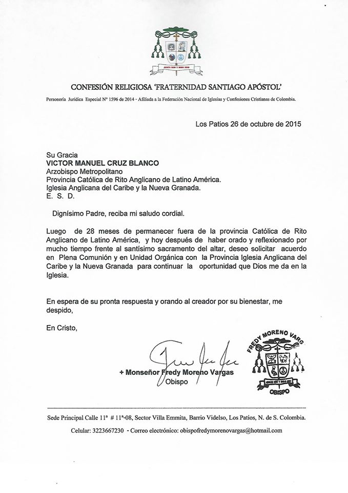 La Reintegración Plena Comunión Obispo Fredy Moren